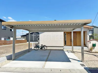 カーポート２台(ワイド) ツイン YKKAP 木製調 ジーポートPro 積雪50cm対応 フラット屋根 折板屋根