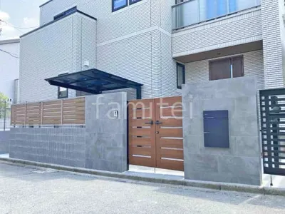 モダン門柱 壁タイル貼り タカショー セラレバンテ 宅配ボックス ユニソン ヴィコDB100