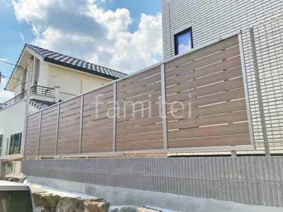 ブロック塀 （化粧ブロック） ユニソン ジャスティ  アルミ形材 フェンス LIXIL 木製調AB YS3型 横スリット3 目隠し 木調・ラティス