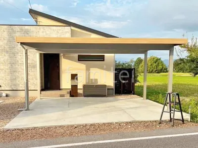 カーポート２台(ワイド) ツイン YKKAP 木製調 ジーポートPro 積雪50cm対応 フラット屋根 折板屋根