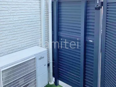 アルミ形材 フェンス LIXIL AB YL3型 横ルーバー3 2段柱 60角 ダスクグレー 目隠し