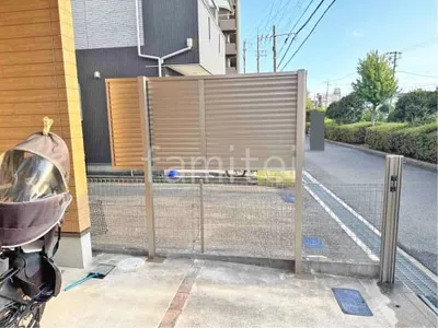 アルミ形材 フェンス LIXIL AB YL3型 横ルーバー3 2段柱 60角 上段のみ 目隠し