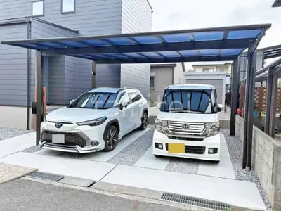 カーポート２台(ワイド) ツイン YKKAP エフルージュ FIRST フラット屋根