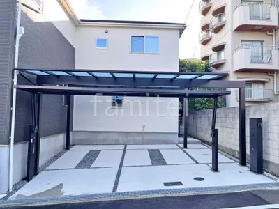 カーポート２台(ワイド) ツイン YKKAP エフルージュ FIRST フラット屋根