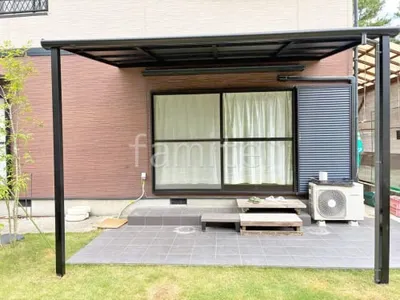 １階テラス屋根 （雨除け） 三協アルミ レボリューA F フラット屋根 スタンダード 壁付