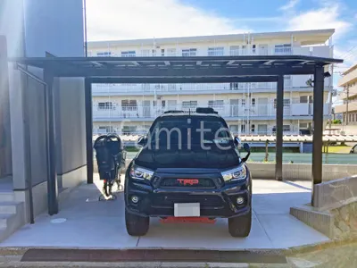 カーポート２台(ワイド) ツイン YKKAP エフルージュ FIRST フラット屋根