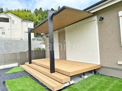 テラス屋根 YKKAP 木製調プレーンルーフ 1階用 F型フラット屋根