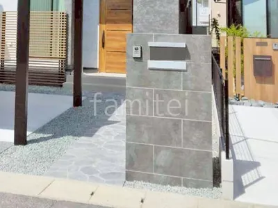 モダン門柱 壁タイル貼り タカショー セラレバンテ 郵便受けポスト YKKAP エクステリアポストG3型