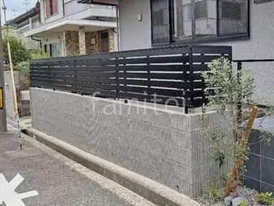 アルミ形材 フェンス 三協アルミ レジリア YK3型 横板格子 目隠し ブロック塀 （化粧ブロック） ユニソン ジャスティ 