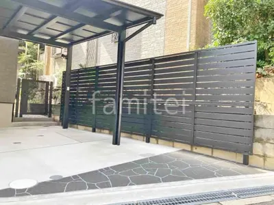 アルミ形材 フェンス LIXIL AB YS3型 横スリット3 2段柱 60角 目隠し