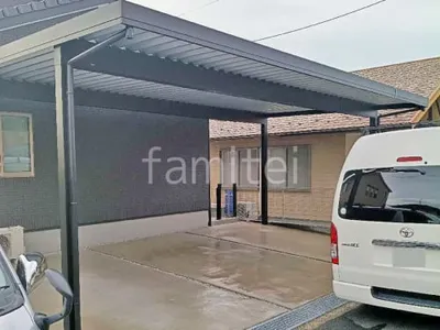 カーポート２台(ワイド) ツイン YKKAP ジーポートPro 積雪50cm対応 フラット屋根 折板屋根