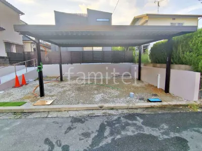 カーポート２台(ワイド) ツイン YKKAP ジーポートPro 積雪30cm対応 フラット屋根 折板屋根