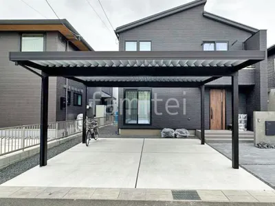 カーポート２台(ワイド) ツイン YKKAP ジーポートPro 積雪50cm対応 フラット屋根 折板屋根