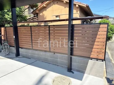 アルミ形材 フェンス LIXIL 木製調AB YS3-K型 横スリット3 片面 目隠し 木調・ラティス ブロック塀 （化粧ブロック） 東洋工業 トーヨーイース ゼロ 