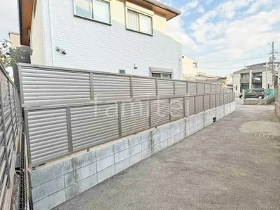 アルミ形材 フェンス LIXIL AB YL3型 横ルーバー3 2段柱 60角 上段のみ 目隠し