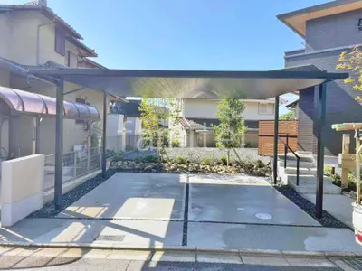 カーポート２台(ワイド) ツイン 三協アルミ FII フラット屋根 吊り下げ屋根