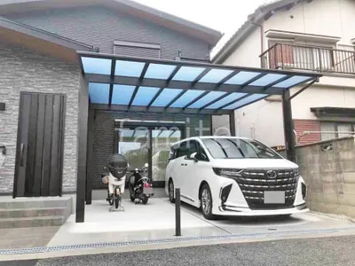 カーポート２台(ワイド) ツイン YKKAP エフルージュ FIRST フラット屋根