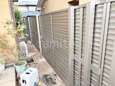 アルミ形材 フェンス LIXIL AB YL3型 横ルーバー3 2段柱 60角 目隠し