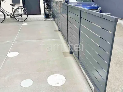 アルミ形材 フェンス LIXIL AB YS3型 横スリット3 2段柱 60角 上段のみ ダスクグレー 目隠し