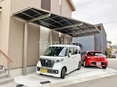 カーポート２台(縦) 連棟 三協アルミ セルフィ フラット屋根