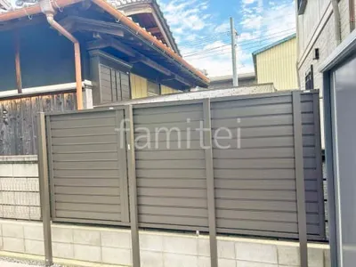 アルミ形材 フェンス LIXIL AB YL1型 横ルーバー1 2段柱 60角 上段のみ 目隠し