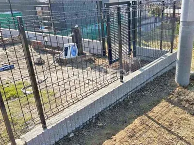 スチールメッシュ フェンス YKKAP イーネット3F型 スチール柱 境界・メッシュ ブロック塀 （化粧ブロック） ユニソン リブスプリットn 