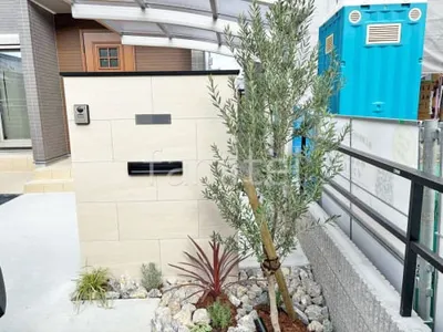 門柱 壁タイル貼り タカショー 木製調セラマイカ 郵便受けポスト LIXIL エクスポスト