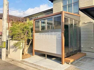 ガーデンサンルーム  三協アルミ 木製調 ハピーナリラ フラット屋根