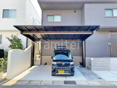 カーポート２台(ワイド) ツイン YKKAP エフルージュFIRST EX フラット屋根 後ろ柱