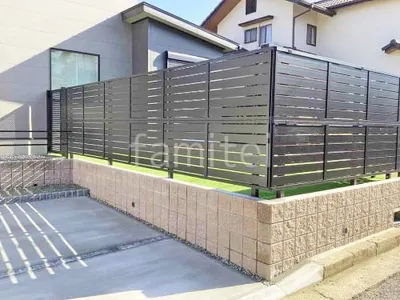 アルミ形材 フェンス LIXIL AB YS3型 横スリット3 2段柱 60角 目隠し