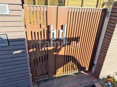 親子両開き 門扉 LIXIL 木製調 AB ウッディTS1型 