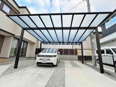 カーポート２台(ワイド) ツイン YKKAP エフルージュ FIRST フラット屋根