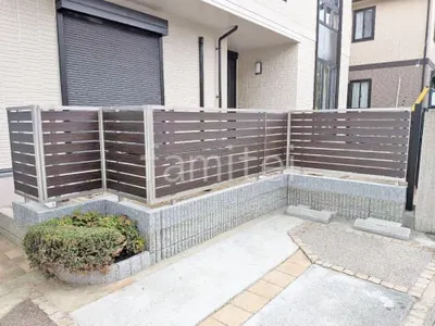 アルミ形材 フェンス YKKAP 木製調 ルシアスYS2H型 横スリット 目隠し 木調・ラティス ブロック塀 （化粧ブロック） ユニソン リブスプリットn 