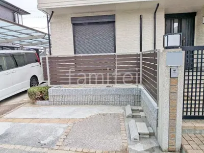 ブロック塀 （化粧ブロック） ユニソン リブスプリットn  アルミ形材 フェンス YKKAP 木製調 ルシアスYS2H型 横スリット 目隠し 木調・ラティス