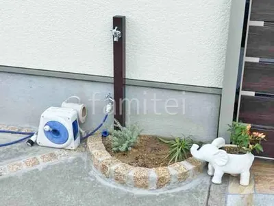 立水栓 ユニソン スプレスタンド60ソリッド 蛇口2個 ピンコロ石花壇