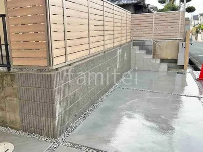 アルミ形材 フェンス LIXIL 木製調AB YS3型 横スリット3 目隠し 木調・ラティス ブロック塀 （化粧ブロック） ユニソン ジャスティ 