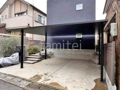 カーポート２台(ワイド) ツイン YKKAP プレーンルーフ フラット屋根 吊り下げ屋根