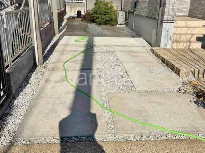 御所砕石敷き バラス砕石 防草シート加工