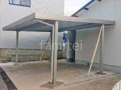 カーポート２台(ワイド) ツイン YKKAP ジーポートPro 積雪30cm対応 フラット屋根 折板屋根