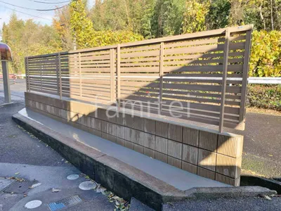 ブロック塀 （化粧ブロック） ユニソン リゲル  アルミ形材 フェンス LIXIL 木製調AA YR1型 横格子(ランダム) 木調・ラティス