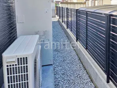 犬走り 防犯砂利敷き バラス砕石 防草シート加工