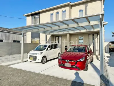 カーポート２台(ワイド) ツイン YKKAP エフルージュ FIRST フラット屋根