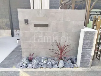 モダン門柱 壁タイル貼り タカショー セラレバンテ 郵便受けポスト YKKAP エクステリアポストG3型 ロックガーデン ユニソン ワズロック アオバ