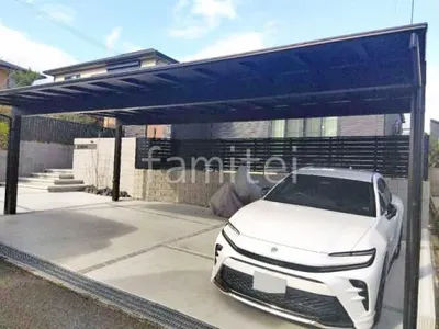 カーポート２台(ワイド) ツイン YKKAP エフルージュ FIRST フラット屋根