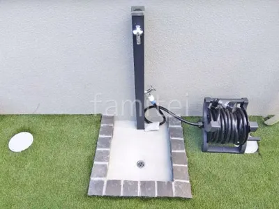 立水栓  ユニソン スプレスタンド60 蛇口2個付 洗い場モルタル仕上 