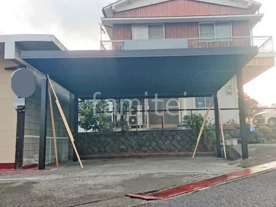 カーポート２台(ワイド) ツイン YKKAP ジーポートPro 積雪30cm対応 オールブラック フラット屋根 折板屋根