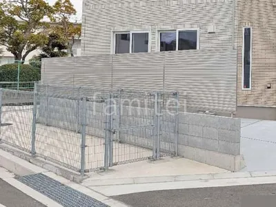 アルミ形材 フェンス YKKAP シンプレオYL1型 横ルーバー 目隠し ブロック塀 （化粧ブロック） 太陽エコブロックス 普通CB 