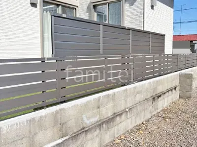 アルミ形材 フェンス LIXIL AB YL2型 横ルーバー2 2段柱 60角 上段のみ 目隠し