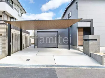 カーポート２台(ワイド) ツイン LIXIL 木製調 カーポートSC フラット屋根 吊り下げ屋根