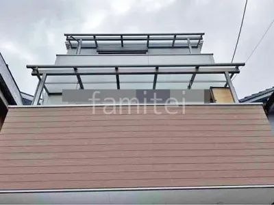 ３階ベランダ屋根  LIXIL スピーネR アール屋根 スタンダード 壁付